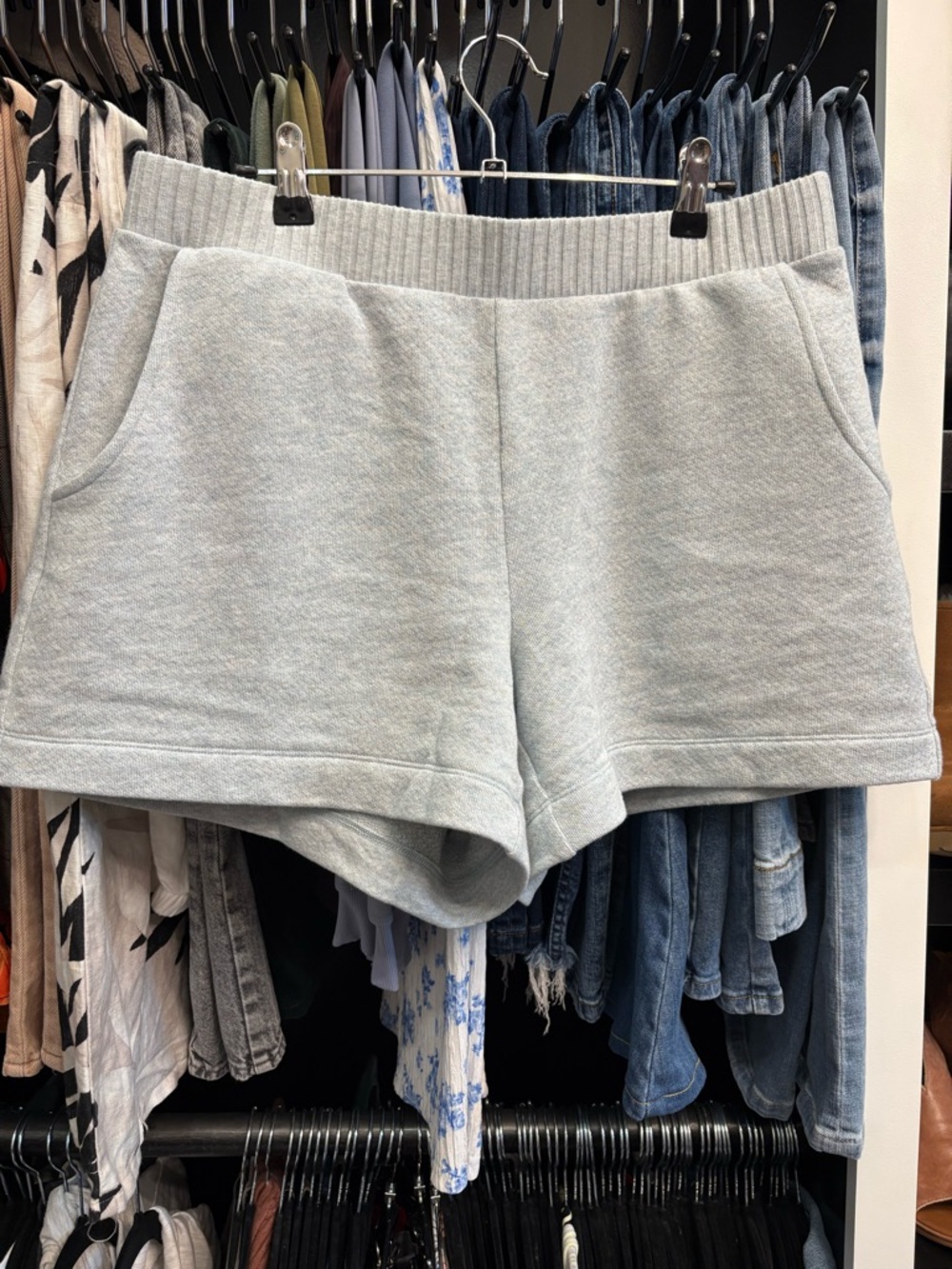 CAbi Light Teal-ish Heather Knit Athletic Lounge Shorts